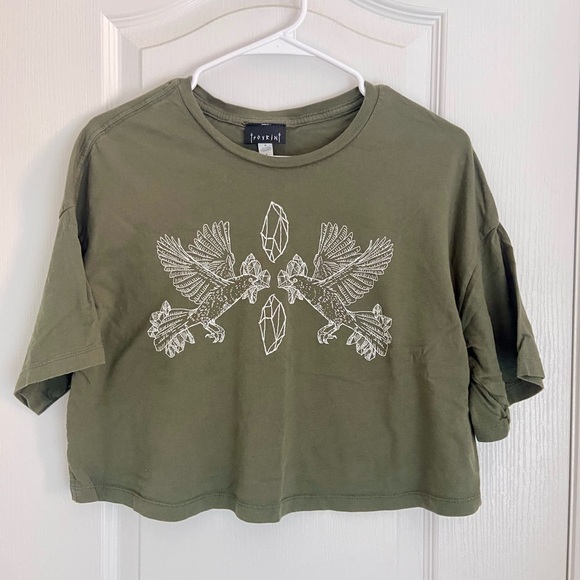 4 for $20 🖤 SOVRIN oversized cropped bird print tshirt - Picture 1 of 4